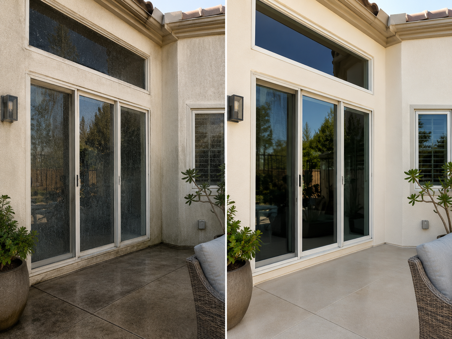 Before and after window cleaning comparison